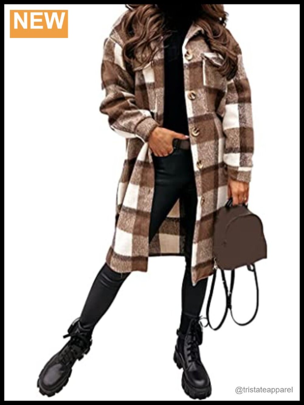 Women's Flannel Plaid Shacket Jacket with Pockets, Long Sleeve